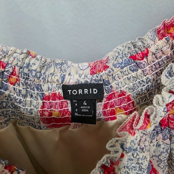 Torrid Floral Tank Top 4X Blue Pink Plus Size Sleeveless Blouse - Picture 3 of 10